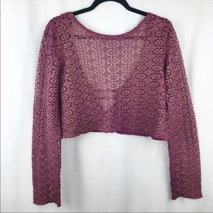 FREE PEOPLE Mauve Crochet Crop Top- Size L
